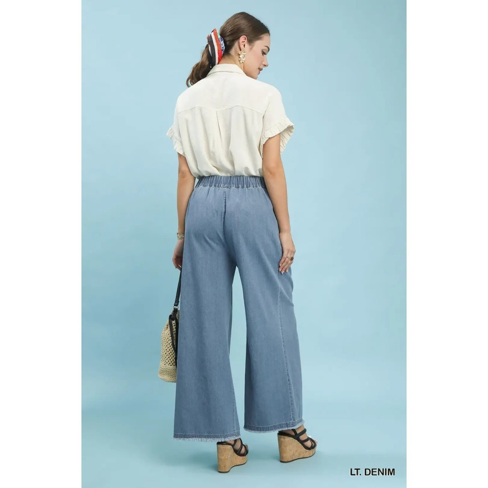 Umgee Stone Washed Wide Leg Pants - Large - Picture 4 of 5